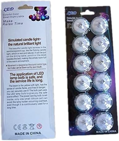 12 Пакет Потопни LED Светла За Чај, Промена На Бојата, Водоотпорен Rgb Разнобојни Светла Без Пламен Акцент На Батерија, Подводна Вазна
