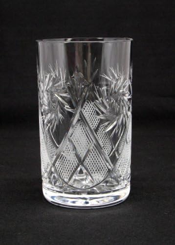 КОМПЛЕТ од 2 Руски Исечени Кристални Чаши за Пиење 250 мл / 8,5 мл. За Топли Или Ладни Течности Се Вклопува Држач За Стакло
