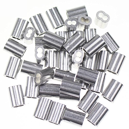 Sutemribor 1/8 инчен алуминиумски јамка за јамка за жица јаже и кабел, 50 парчиња