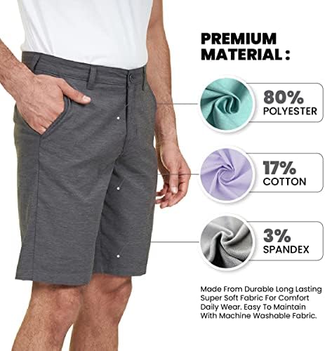 2/3/4 пакет Обични хибридни шорцеви за голф за мажи класичен фустан рамен пред се суштински стрии летни мажички шорцеви 9 инчи инчим