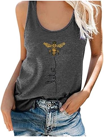 Nihewoo без ракави врвови за жени летни пчели печати маици блузи плус големина елек врвен тренинг атлетски кошули камизола