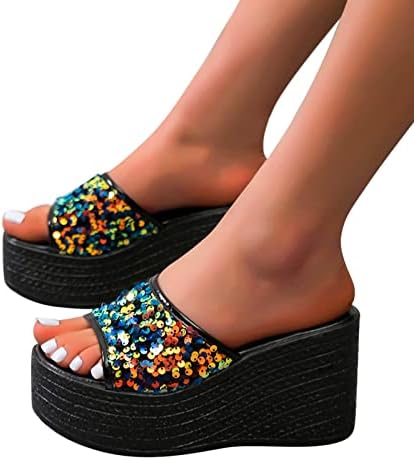 Клин -сандали за жени облечени летни модни модни модни отвори пети пети чевли со чевли Бохо плажа сандали за забава за датира