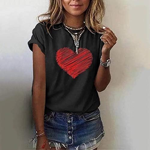 Nihewoo жени тинејџерски девојки кошули лето графичка маичка во форма на срцева блуза маица плус големина на врвови и блузи