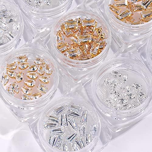 Декорација на нокти од 20 парчиња злато/сребрена искра мини рамен дијаманти дијаманти Rhinestones коњски очи Deisgner скапоцени