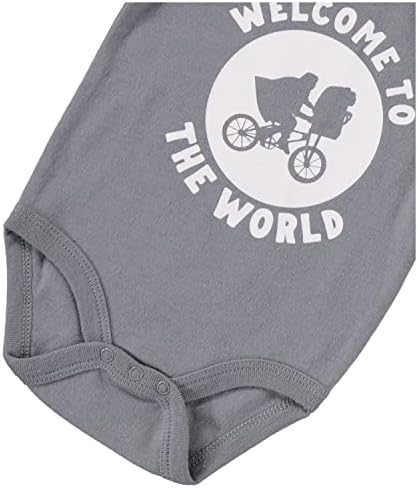 Среќни теми E.T. Екстра-територијални момчиња за новороденчиња кратки ракави со едно парче, панталони за џогирање на каросерии и биб со шамија