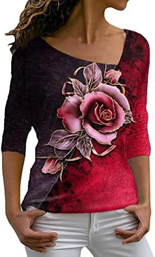 Nokmopo женски кошули со долги ракави женски модни обични наклонети јаки од качулка роза од роза со долги ракави маица врвот