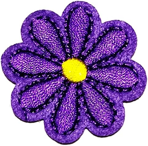 Кленплус 3 парчиња. Виолетова Маргаритка Цвет Лепенка Убави Цвеќиња Цветни Извезени Закрпи За Облека Фармерки Јакни Костим Шиење Поправка Декоративни