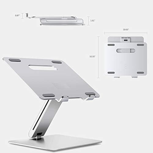 Висина прилагодлив на алуминиумскиот лаптоп штанд | Ергономски дизајн и лесен штанд компатибилен со 15,6 MacBook Pro/Air, Dell, HP, Samsung,