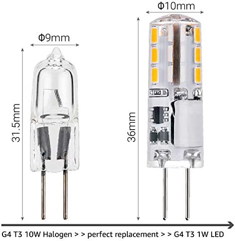 JAUHOFOGEI G4 LED Сијалица 12v, 1 ВАТИ LED Замена ЗА Халогена Сијалица 10W, JC Тип T3 За Под Кабинетот Пак Светло, Пејзаж Осветлување,
