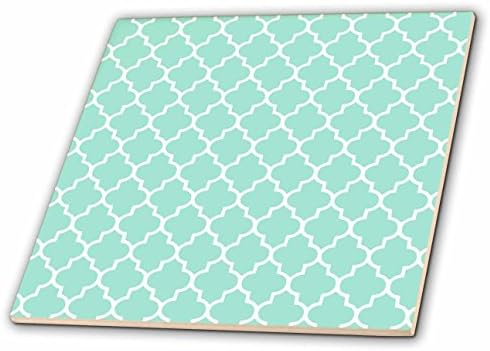 3dRose ct_120256_4 Mint Quatrefoil Шема Светлина Teal Тиркизна Марокански Плочки Пастел Аква Сина Детелина Решетка Керамичка Плочка, 12-Инчен