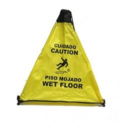 18 Жолта Претпазливост Знак За Влажен Под, 3 Страничен Скокачки Конус За Безбедност На Влажен Под Двојазична Порака Внимание/Куидадо-Влажен