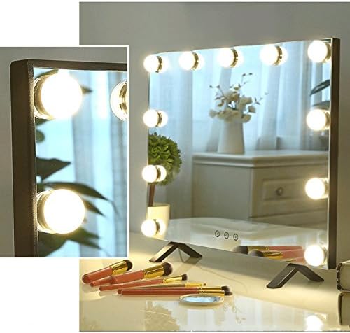 Шминка огледало метал паметен квадрат предводена десктоп суета огледало три огледало за ламба за полнење во боја