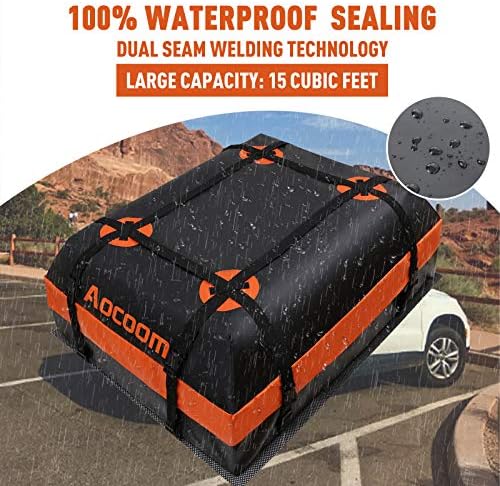 Aocoom автомобил покрив торба на покривот карго носач, 15 кубни метри водоотпорен автомобил Топ багаж за складирање анти-лизгачки
