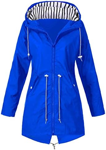 Зимски палта Cokuera за жени трендовски каузални капчиња со капчиња дождовни јакни водоотпорна јакна плус големина патент мантил џеб