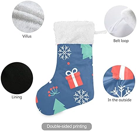 Зимско зелено дрво Снегулка Подарок кутија Божиќни чорапки големи Божиќни чорапи за Божиќна трпезарија дрво камин виси чорапи чорапи за семејни