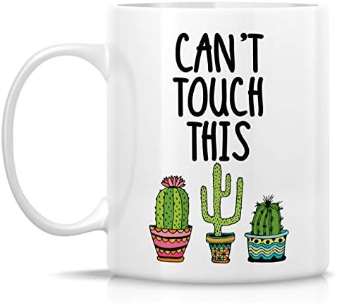 Смешна кригла Retreez - Не можам да го допрам овој кактус сукулентен керамички чаши од керамички кафе - смешен, сарказам, саркастичен, мотивационен, инспиративен роденд