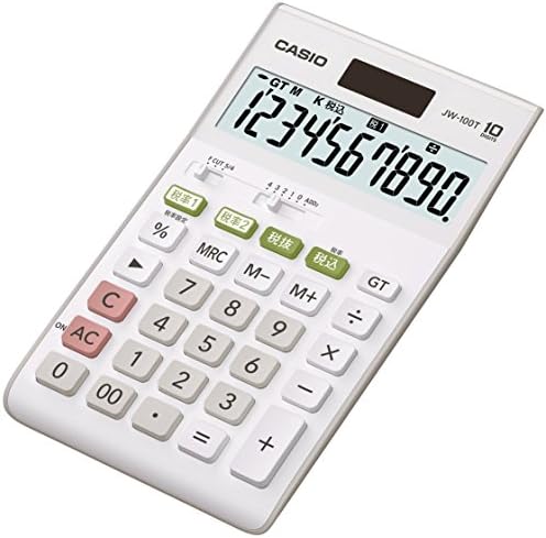 Касио Стандарден калкулатор W поставување даночна стапка и пресметка на данок само напишете ја 10-цифрената JW-100t-N Белата Боја