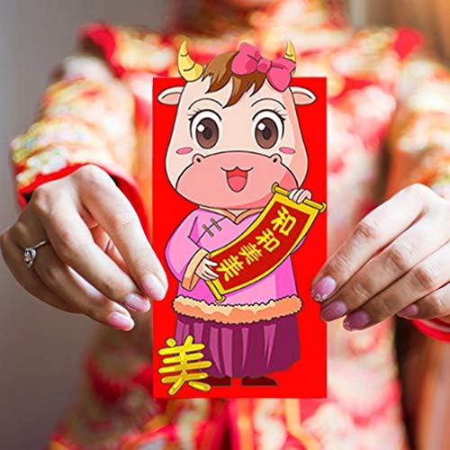 СОИМИС Кинески Црвен Плик Хонг Бао Година На Волот 2021 Година Кинески Новогодишни Џебови За Пари Плик За Среќа За Нова Година Божиќен