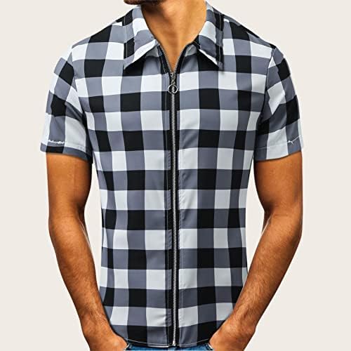 Xxbr патент кошули за мажи, летен краток ракав провери врвови модни тенок фихот канцелариски бизнис случајна кошула