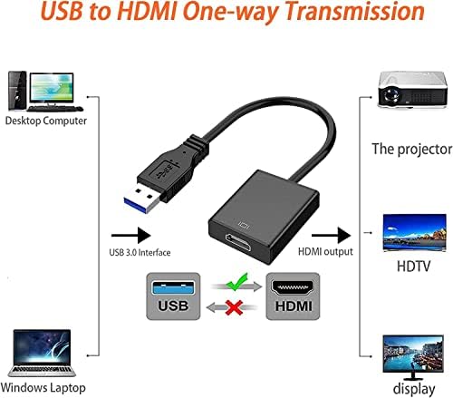 USB До HDMI Адаптер ЗА Повеќе Монитори 1080p Компатибилен Со WINDOWS XP/7/8/10 (Црно)