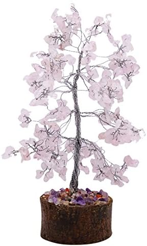 Хармонизирајте го розово кварц дрво Реики лековити камен духовен фенг шуи васту декор на маса