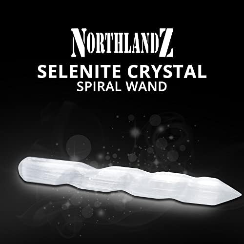 Нортленц Селенит кристално стапче, за заздравување и медитација, високи енергетски кристали за олеснување на анксиозноста, јога и декор за