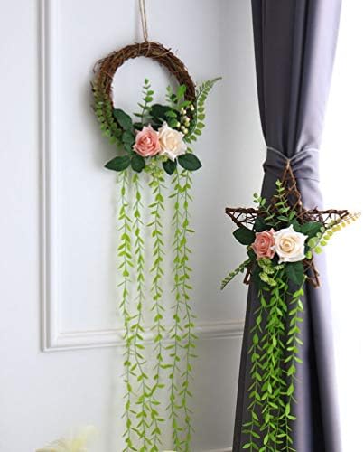 Besportble Boxwood Garland вештачки цвет декор starвезда ратан венец wallид што виси цвет венец рачно изработен цветник зеленило