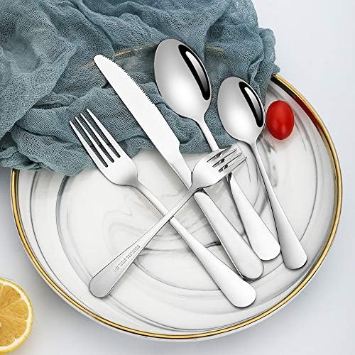 Сет за сребро, Briout Flatware Set услуга за 4 прибор за јадење од не'рѓосувачки челик 20 парчиња вклучуваат надградена нож лажица вилушка огледало