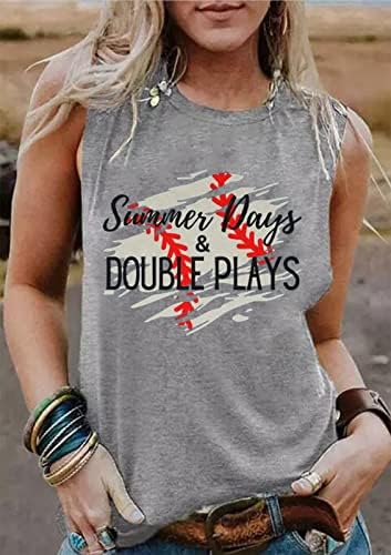 Летните денови во Зифота и двојни игра на резервоарот жени смешна бејзбол кошула обична ракавачка мекобол мускуларна резервоарот елек