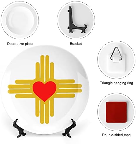 Ново Мексико државно знаме срце керамички декоративни плочи со штанд коска Кина виси украси десертни плочи