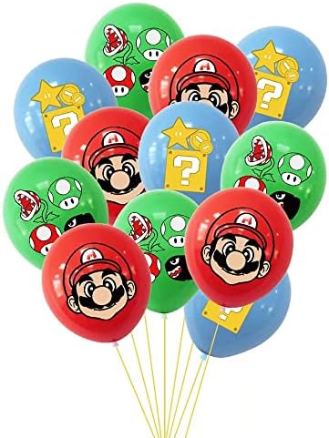 16 ПАРЧИЊА марио балони, материјали За роденден На марио, украси за забави за роденден на марио тема.