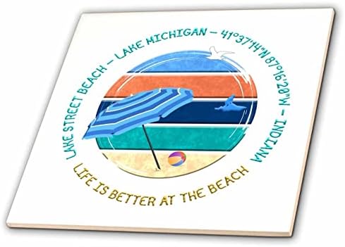 3drose Американски плажи - Езеро Улица Плажа, Езерото Мичиген, индијана подарок-Плочки
