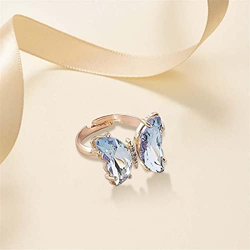 Мода Пеперка за прстени за графички камења може да се прилагоди прстени Прекрасен прстен за пеперутки, прилагодливи нови креативни
