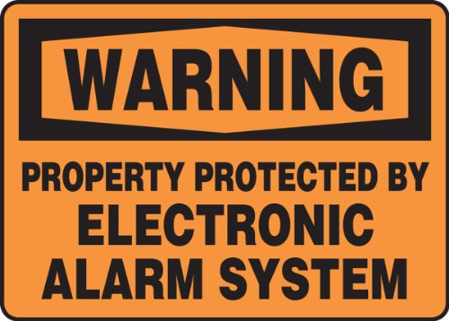 Accuform MASE303VS лепило винил знак за безбедност, легенда Предупредување за заштитени од електронски алармен систем, 10 должина x 14 ширина x 0,004 дебелина, црна на портокалов