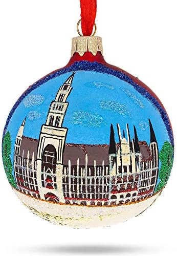 Мариенплац во Минхен, Германија стаклена топка Божиќен украс 3,25 инчи