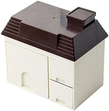 Грасарна десктоп кутија кутија куќа форма на канцелариски организатор кутија за заштеда на простор пластично сино
