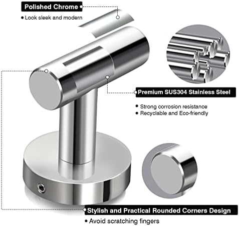 Грантонов куки за пешкир за бања SUS304 не'рѓосувачки челик хром полирана тешка облека облеката палто куки држач за туш кујна гаража алишта хотел монтиран, 4-пакет