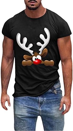 GDJGTA MENS MASSE LEISURE Sports Christmas Brigmason Cotton Printing кратка маица со кошула голема кошула