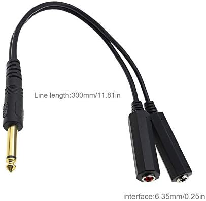 6,35мм 1/4 инчен моно машко до двојни женски приклучоци за приклучоци Аудио адаптер кабел за сплитер 30 см, продолжение на конверзија,