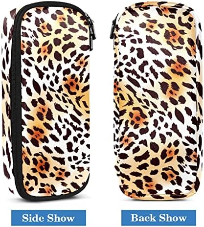 Голем капацитет молив случај тигар текстура текстура Училишна материја за молив торбичка торба за шминка за тинејџери девојчиња 7.5x3x1.5in