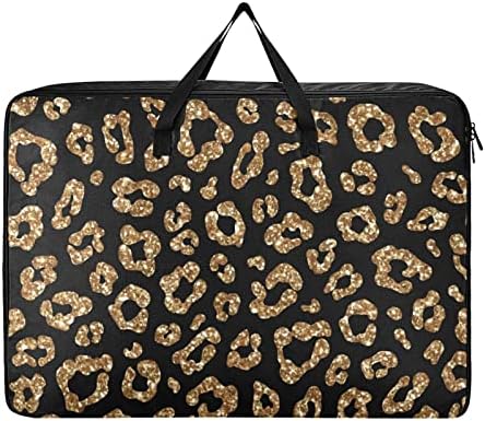 Алаза Златен Сјај Леопард Шема Печати Екстра Голема Торба За Складирање Заштеда На Простор Торба За Перење Утешител Постелнина Багаж Торба