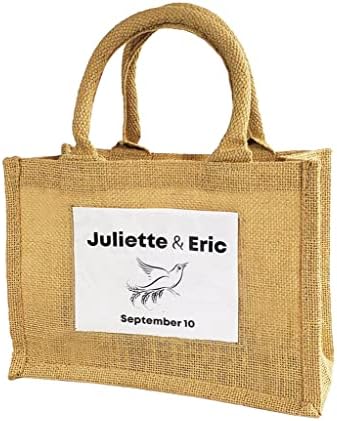 ТБФ Цврст Симпатичен Природен Бурлап Од Јута Мали Рустикални Свадбени Торби За Подароци Со Јасен Преден Џеб