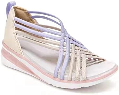 Letulенски летни обични сандали со летни платформа рамни сандали удобни отворени пети шупливи сандали чевли за дами