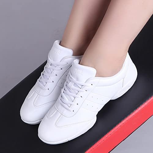 Fofowhat Девојки бели навивачки чевли младински навивачки танцувачки чевли за обука за жени кои шетаат патики