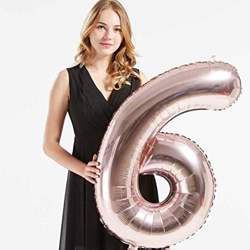 40 инчен Роза Фолија 16 Хелиум Џамбо Дигитален Број Балони, 16-Ти Роденден Декорација За Девојчиња или Момчиња, Слатка 16 Роденден