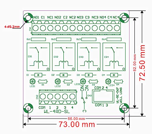 4 канал PNP тип 12V 15A модул за интерфејс за реле за напојување, реле JQC-3FF-12V-1ZS.