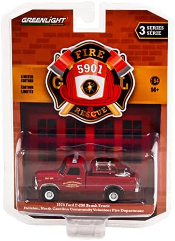 1978 F-250 Chush Truck Maroon Maroon Fallston Community Community Fire Weartire Fire A & Rescue Series 3 1/64 Diecast Model Car By