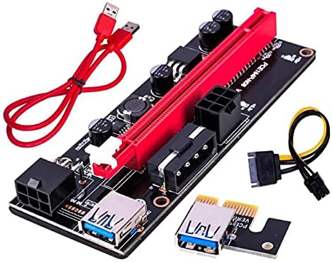 Конектори најновиот VER009 USB 3.0 PCI -E Riser Ver 009S Express 1x 4x 8x 16x Extender PCIe Riser Adapter картичка SATA 15pin до 6 пински