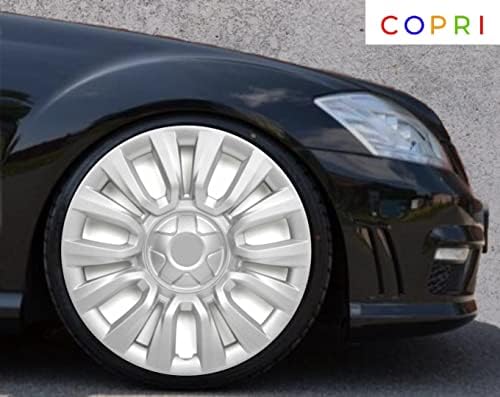 Копри сет од покривка од 4 тркала од 15 инчи сребрен Hubcap Snap-on Fits Hyundai Accent