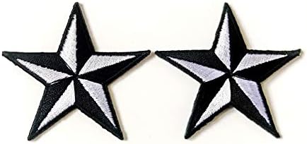 Поставете 2 компјутери. Мини црна бела starвезда ранг-знак симбол знак лого јакна маица шива железо на везена апликација значка
